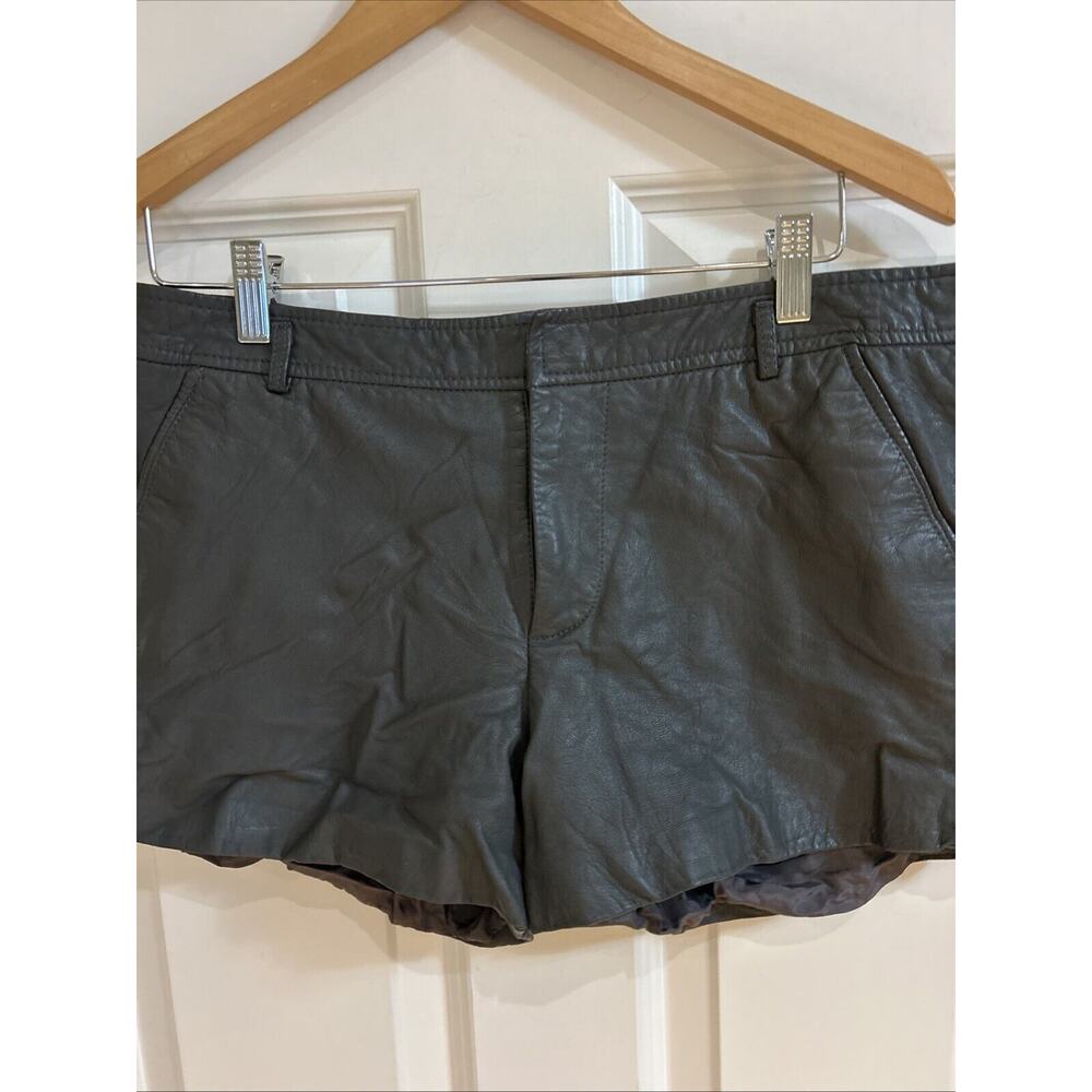 Joie Shorts Charcoal gray Lamb Leather Sz 10/34 pockets lined MSRP $395